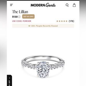 Modern Gents - The Lillian Sterling Silver Oval Cubic Zirconia Engagement Ring